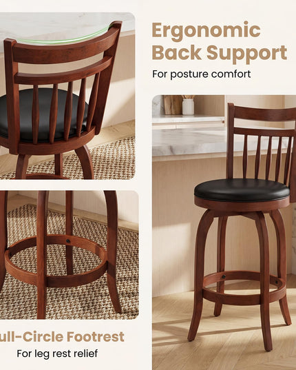 GIANTEX Swivel Bar Stools Set of 2/4 with Faux Leather Padded Seat