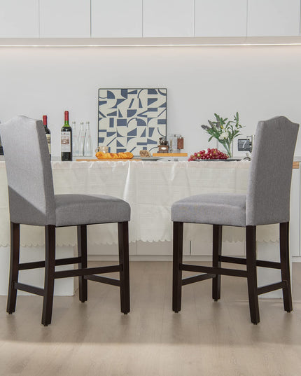 Giantex Bar Stools Set of 2, 25" Counter Height Bar Dining Chairs with Rubber Wood Legs