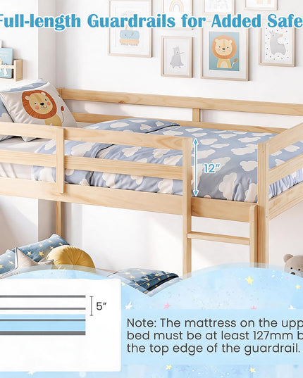 GIANTEX Full Over Full Bunk Bed with Full-Length Guardrails