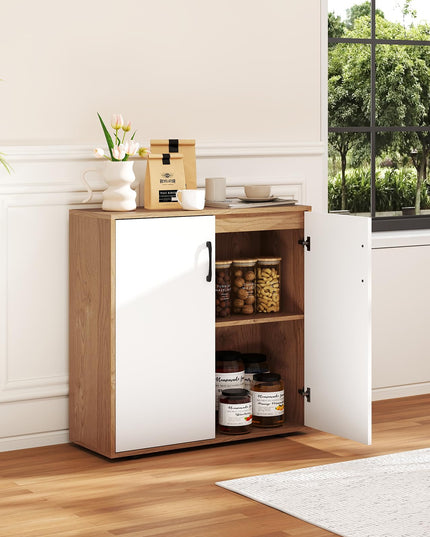 2-Door Kitchen Storage Cabinet with 5-Position Adjustable Shelf & Anti-Tipping Kits