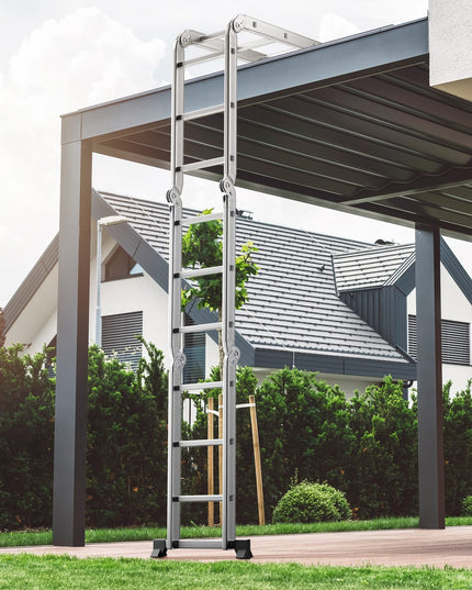 7 in 1 Folding Extension Ladders,Extendable Scaffold Aluminum Step Ladder 330LB (12.2 Ft)