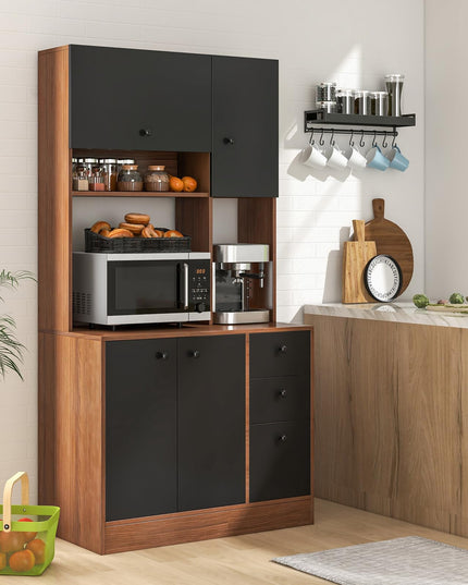 Giantex Kitchen Pantry, Buffet Hutch with 3 Storage Cabinet, 71'' Floor Large Cupboard with 3 Deep Drawers