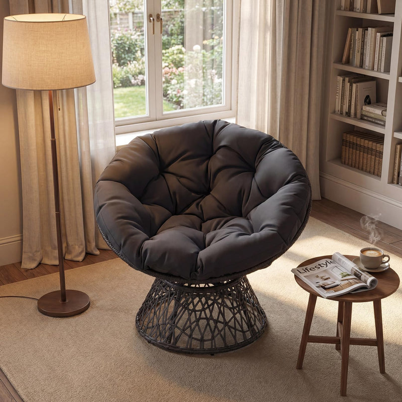 Giantex Wicker Papasan Chair with Soft Thick Cushion（ 41.5"W）