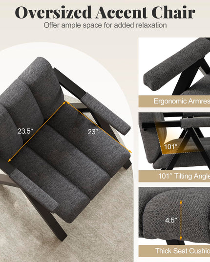 Giantex Mid-Century Modern Accent Chair Comfy Oversized Reading Chair