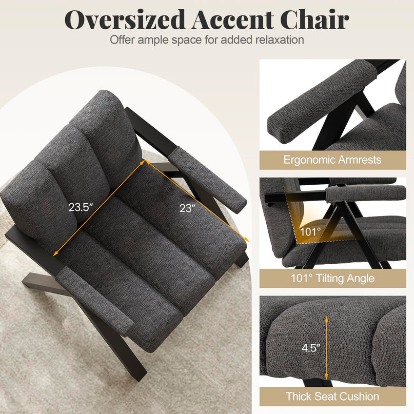 Giantex Mid-Century Modern Accent Chair Comfy Oversized Reading Chair