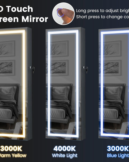 CHARMAID LED Mirror Jewelry Cabinet