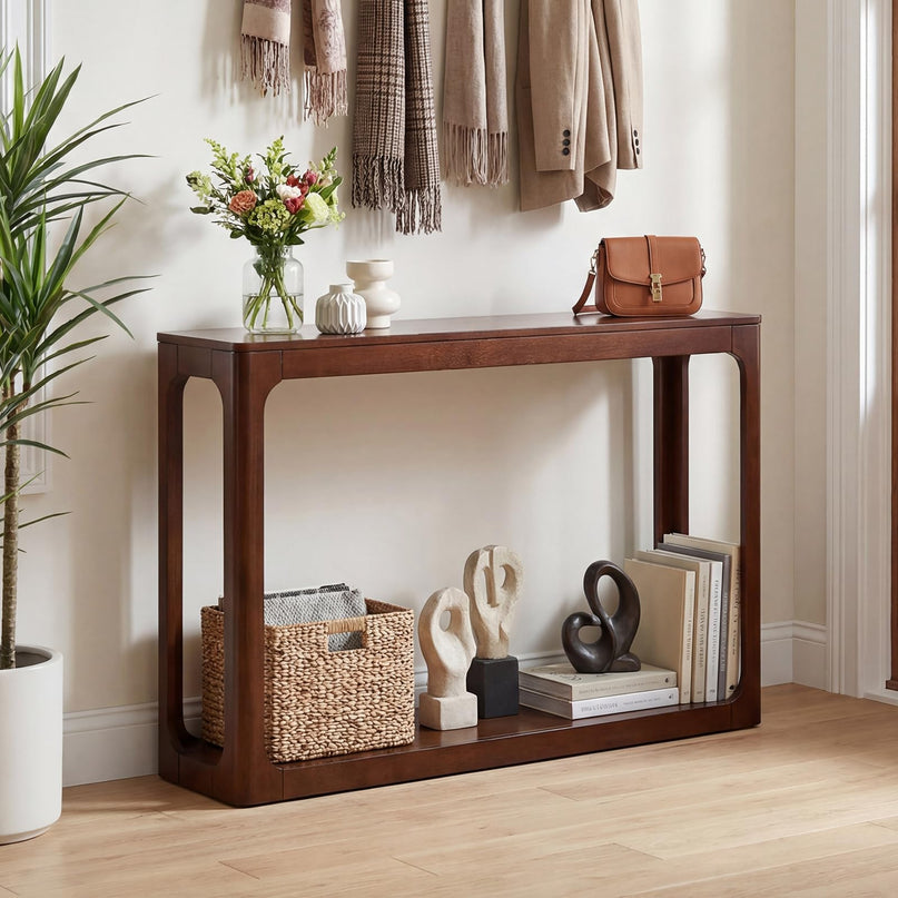 Console en bois Giantex de 119 cm avec cadre en bois d'hévéa massif