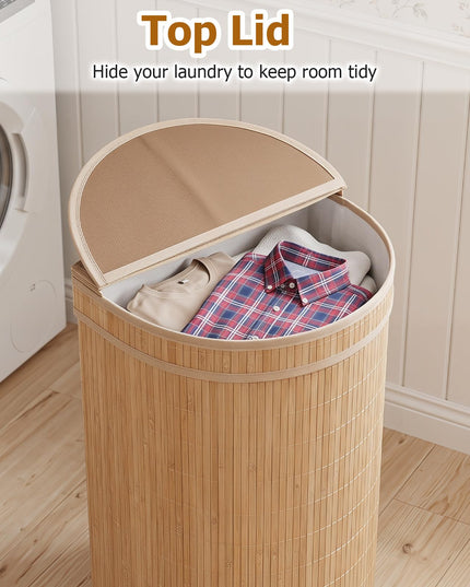 Giantex Bamboo Laundry Hamper with Zippered Lid