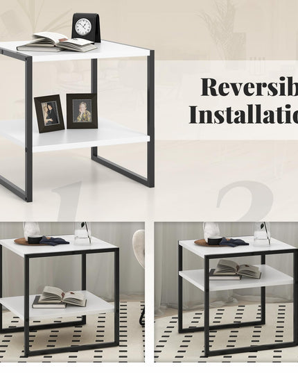 Giantex 20 Inch End Table, Modern Square Side Table with Storage Shelf, Small Coffee Table for Living Room