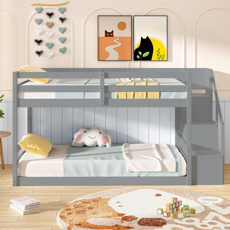 Giantex Twin Over Twin Bunk Bed with Stairs