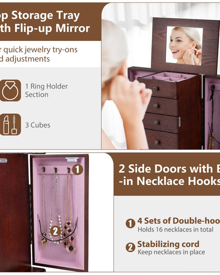 Giantex Standing Jewelry Armoire Cabinet with 4 Drawers