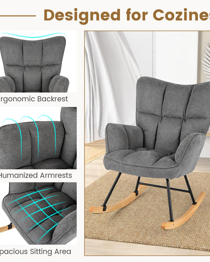 Giantex Rocking Chair Nursery, Modern Rocking Accent Chair w/High Backrest