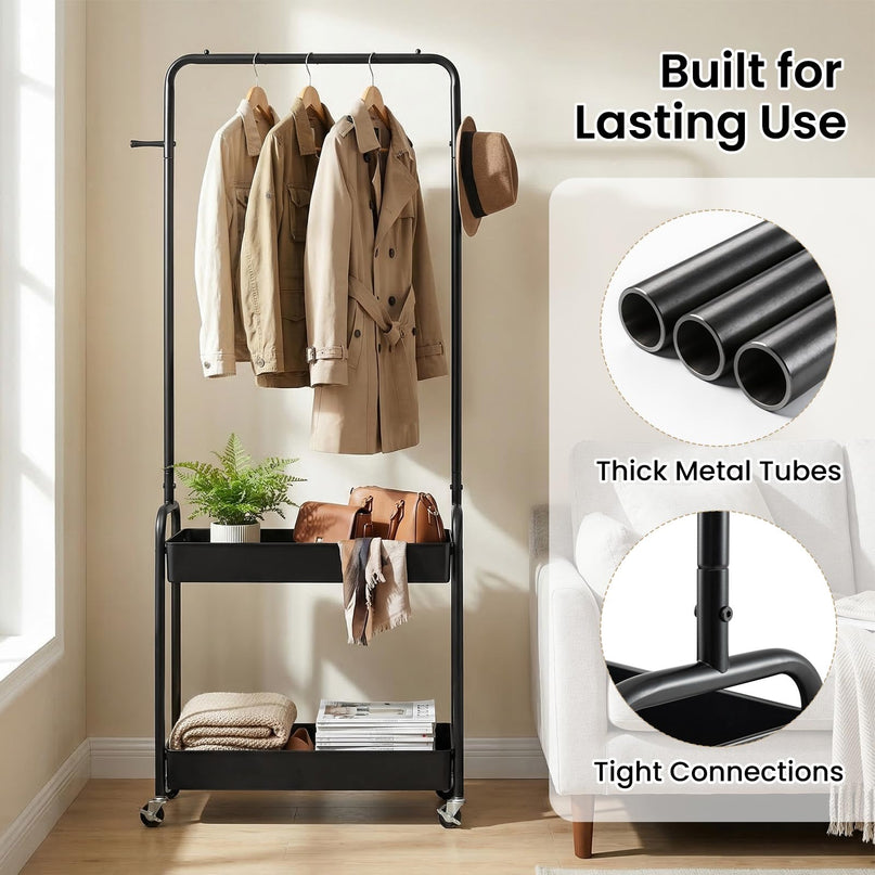 Giantex Metal Garment Rack with Lockable Wheels for Bedroom