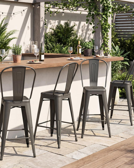 Giantex 24" Metal Bar Stools Set of 4 Counter Height Bar Chairs