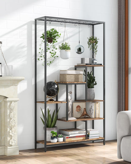 Giantex 71" Tall Plant Stand Indoor, 6-Tier Metal Plant Shelf with 10 Hanging Hooks