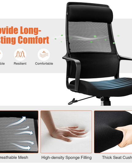 Giantex High Back Mesh Office Chair with Heating Headrest and Lumbar Support Armrest
