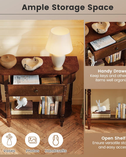 Giantex 36" Retro Entryway Table with Storage Drawer & Elegant Legs for Living Room Foyer