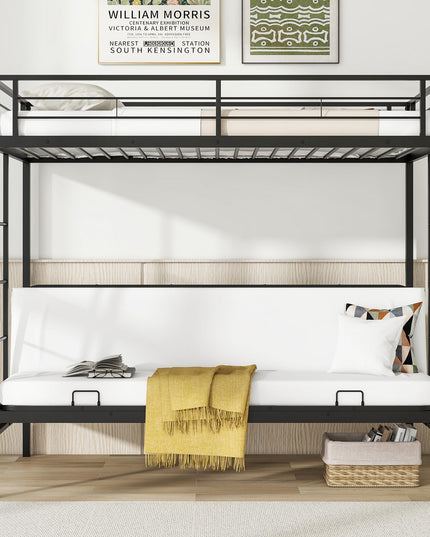 Giantex Twin Over Futon Bunk Bed, Metal Bunk Bed with Futon