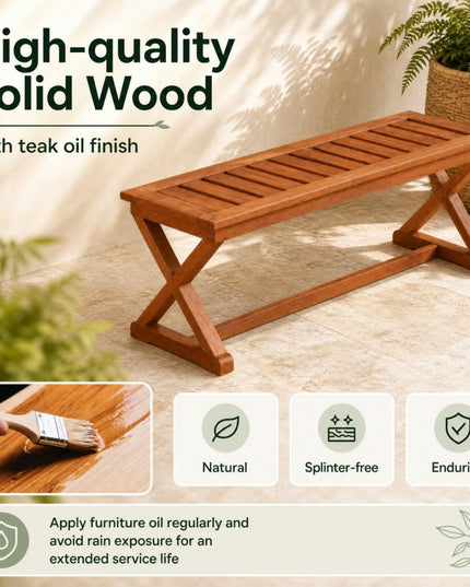 GIANTEX 44" Outdoor Bench Solid Wood Garden Bench with Cross Legs(1/2)