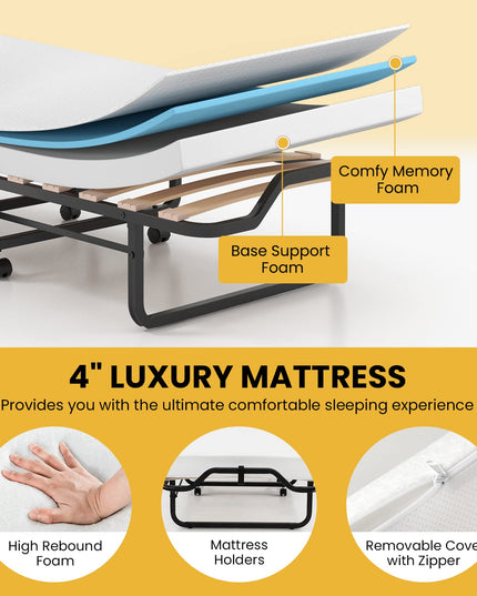 Giantex Folding Bed with 4 Inch Mattress for Adults