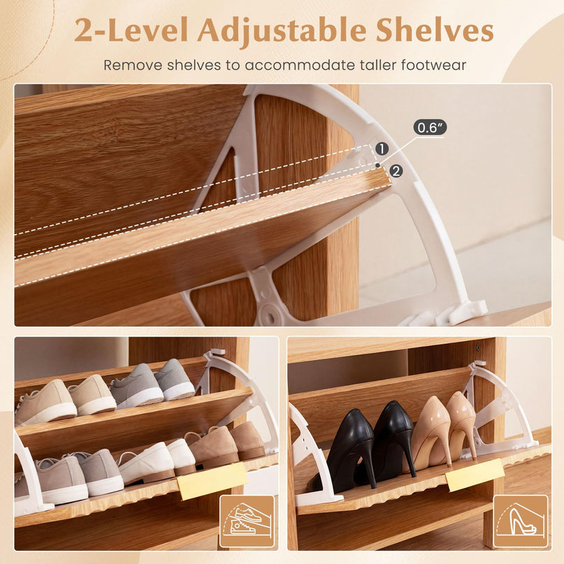 Banc de rangement pour chaussures Giantex avec 2 tiroirs basculants