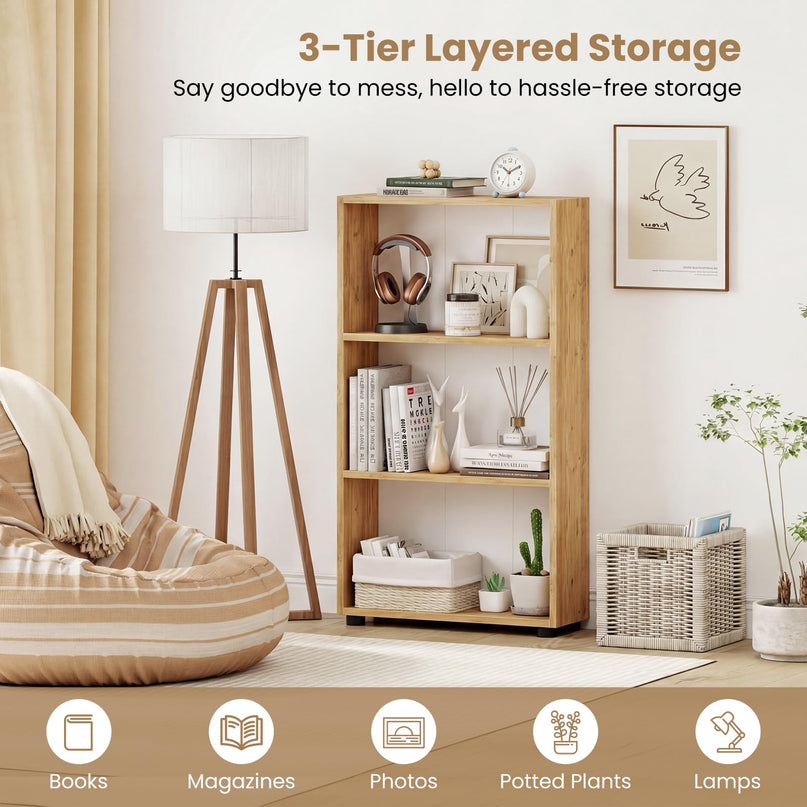 Giantex 3 Tier Bookcase with Anti Tipping Kit for Living Room