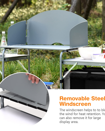 Giantex Folding Grill Table with 26'' Tabletop and Detachable Windscreen