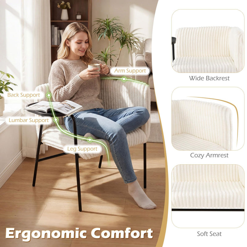 Giantex Modern Accent Chair with Tray Table Solid Metal Frame