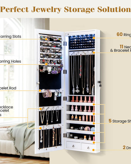 Wall Mounted Jewelry Armoire with Full Length Mirror