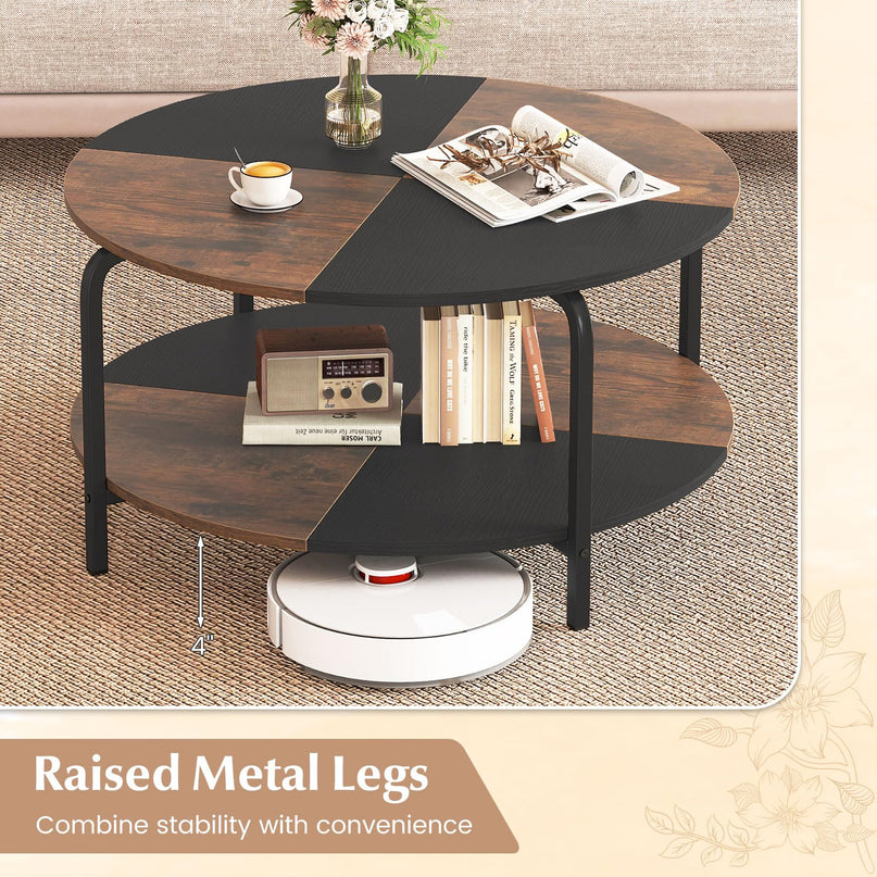 Giantex 2 Tier Center Table with Open Storage Shelf