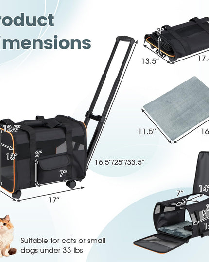 Giantex Rolling Pet Carrier with Wheels