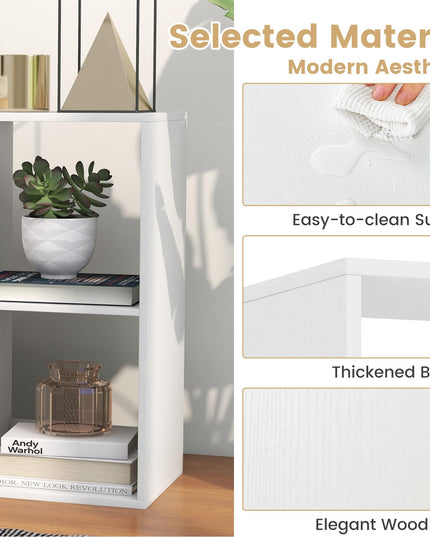 Giantex 6-Cube Bookcase, White Cubby Bookshelf w/Back Guardrail & Anti-Tipping Kits