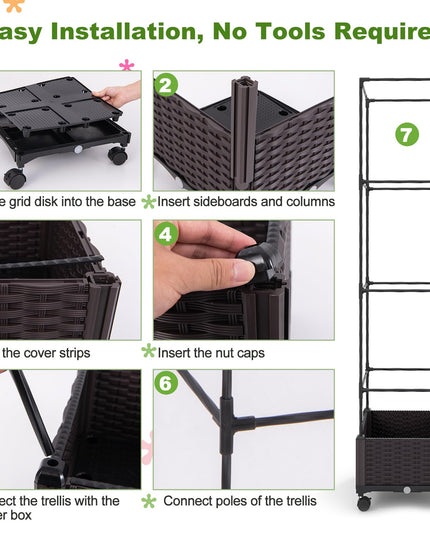 Giantex Raised Garden Bed with Tomato Cages, 67” Adjustable Height