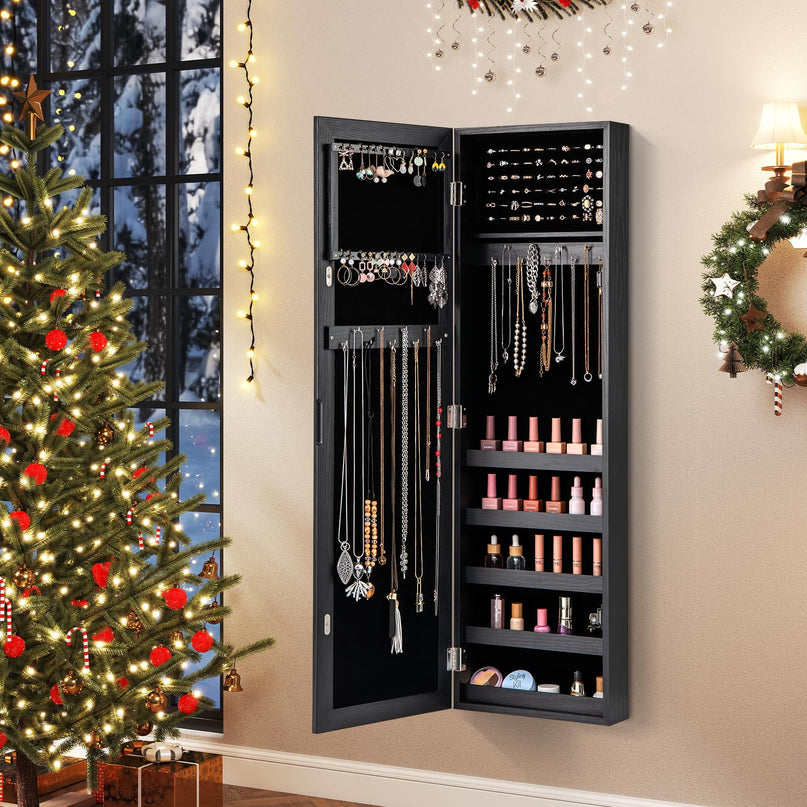 Giantex Wall Door Mounted Jewelry Armoire Cabinet with Full-length Mirror