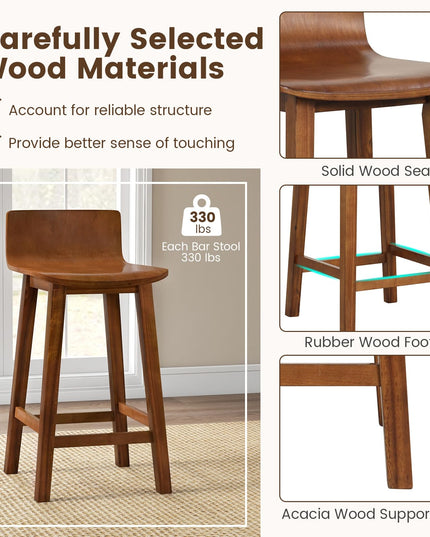 Giantex 2 or 4 Bar Stools Set with Low Back & Footrest