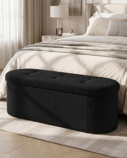 GIANTEX 43" Oval Storage Ottoman Bench with Dividers