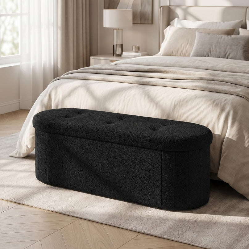 GIANTEX 43" Oval Storage Ottoman Bench with Dividers