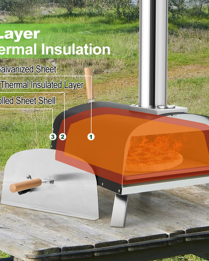 Giantex Pizza Oven Outdoor, Propane and Wood Fired Pizza Maker with 13" Pizza Stone, Pizza Peel