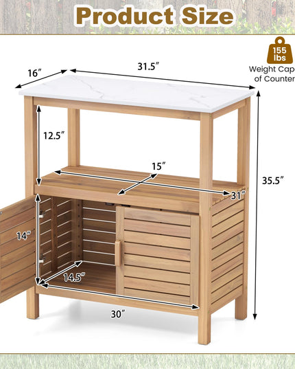 Giantex Outdoor Potting Bench with 2 Door Storage Cabinet