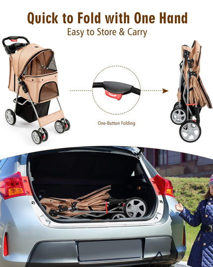 Pet Stroller for Small Medium Dogs Cats Puppy - Giantex