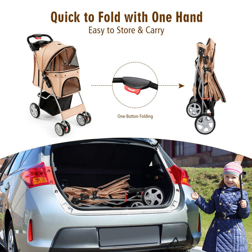 Pet Stroller for Small Medium Dogs Cats Puppy - Giantex