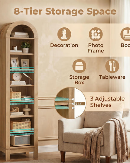 Giantex 71" Tall Arched Bookcase for Living Room
