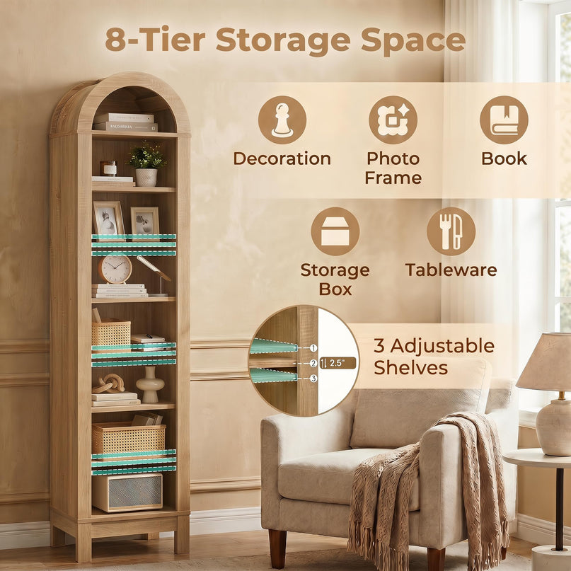 Giantex 71" Tall Arched Bookcase for Living Room