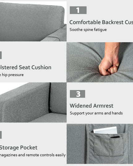 Giantex Modern Accent Chair w/Comfy Thick Cushion, Magazine Pockets