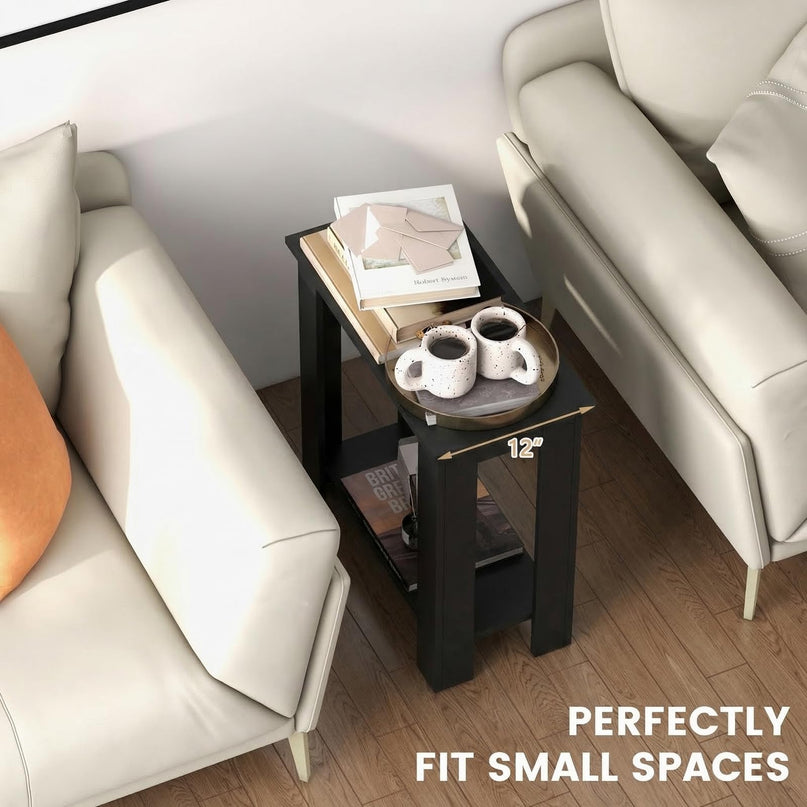 Giantex Narrow End Table | 2-Tier Side Table with Open Storage Shelf (1/2)