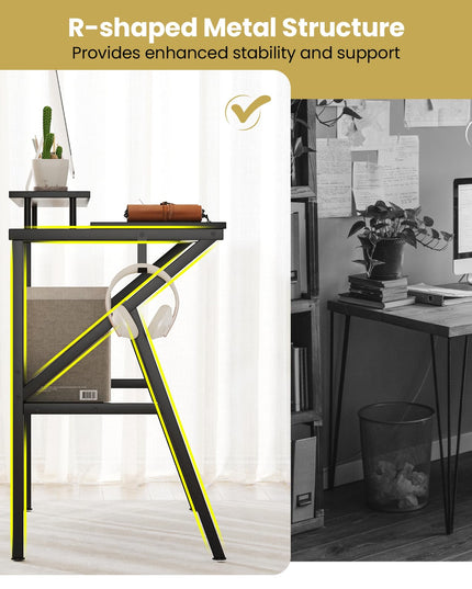 Giantex Compact Computer Desk for Small Spaces with Monitor Stand