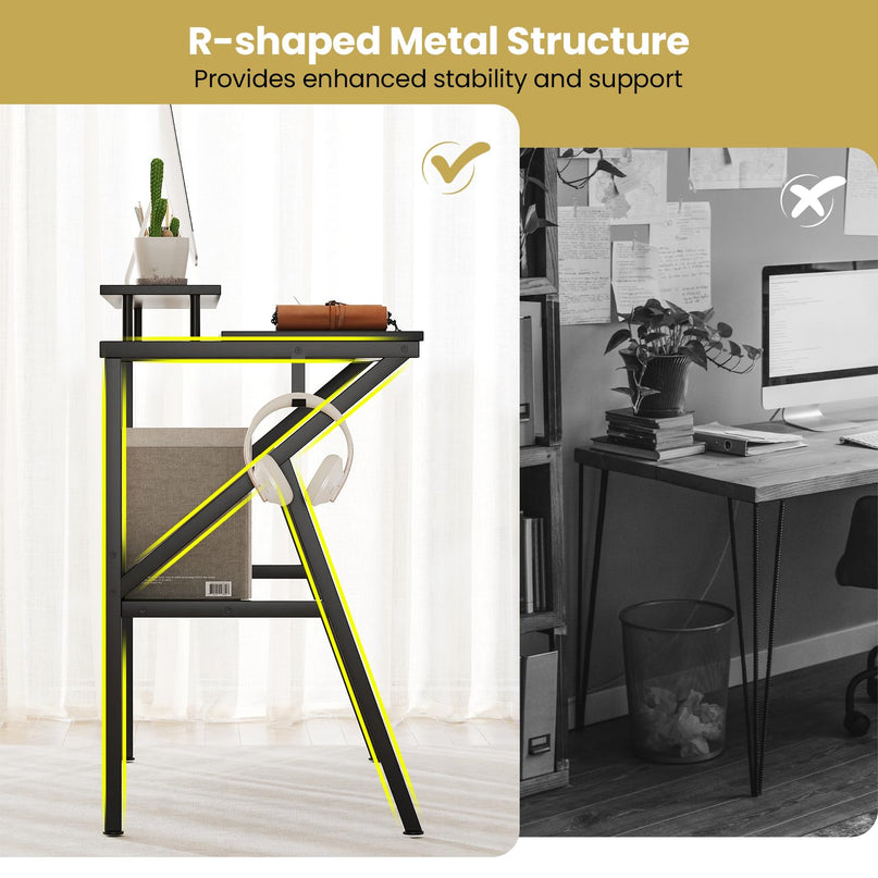 Giantex Compact Computer Desk for Small Spaces with Monitor Stand
