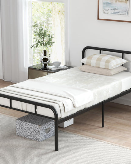 Giantex Twin Size Bed Frame, Modern Metal Platform Bed with Headboard and Footboard, Heavy Duty Steel Slat Support Mattress Foundation