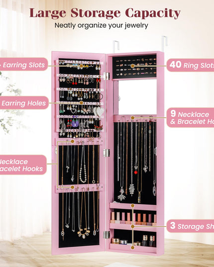 Giantex Wall Mounted Jewelry Cabinet with Full Length Mirror