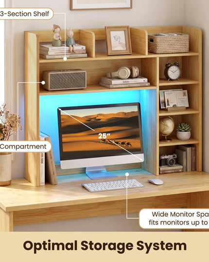 Giantex 35.5" Desktop Bookshelf with LED Lights